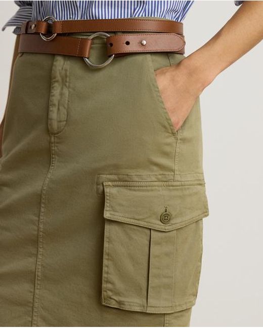 Ralph Lauren Green Stretch Chino Cargo Pencil Skirt