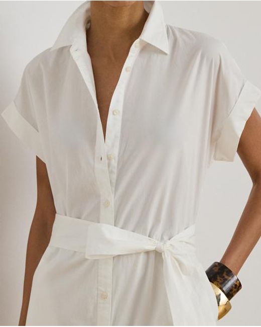 Ralph Lauren Blue Tiered Eyelet Broadcloth Shirtdress