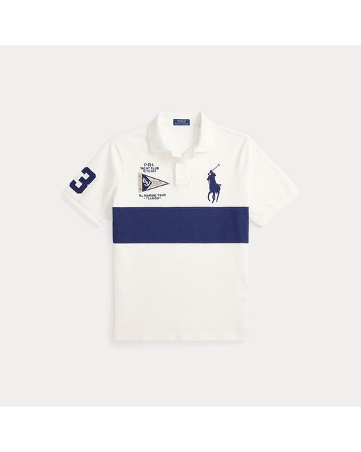 Polo Ralph Lauren Blue Custom Slim Fit Big Pony Mesh Polo Shirt for men