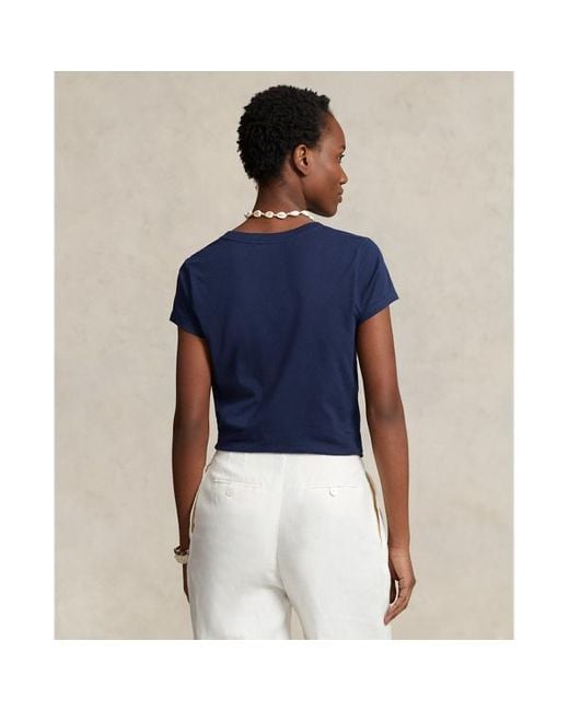 Polo Ralph Lauren Blue Cotton Jersey V-neck T-shirt