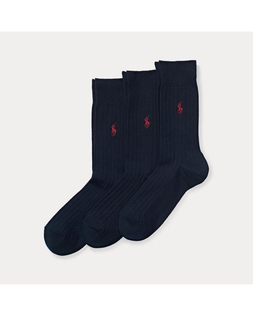 3 Pares De Calcetines De Media Caña Polo Ralph Lauren de hombre de color Blue