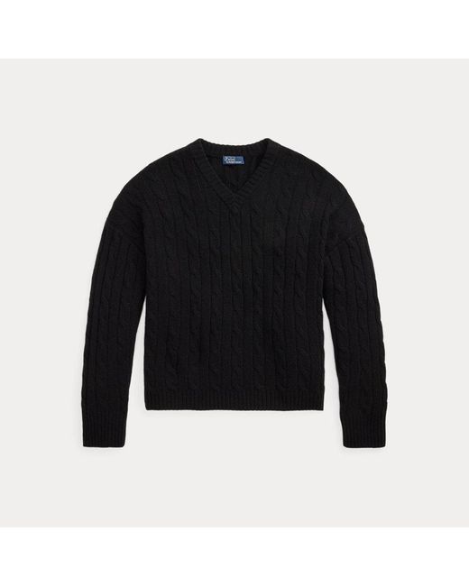 Pull Col En V Torsadé En Cachemire Ralph Lauren en coloris Black