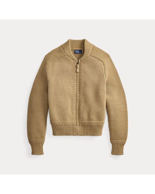 Polo Ralph Lauren Brown Cotton-Blend Full-Zip Jumper