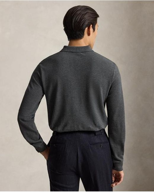 Polo Ralph Lauren Gray Custom Slim Long-sleeve Polo for men