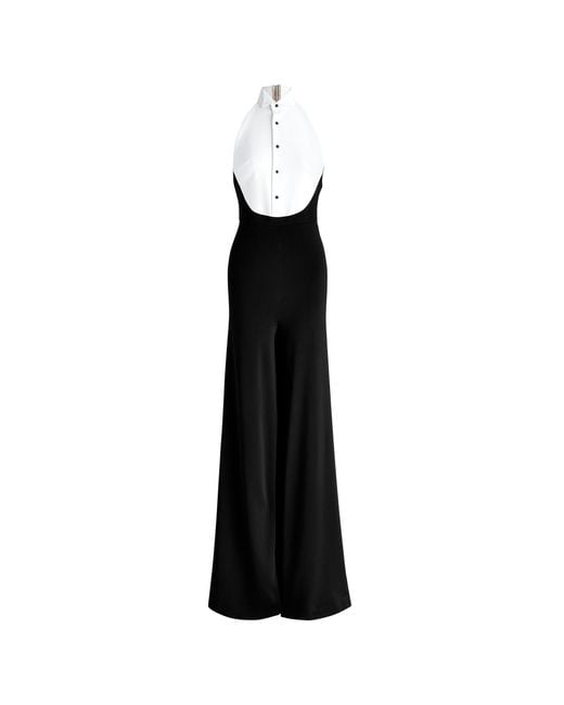 Ralph Lauren Backless Tuxedo Jumpsuit in Black | Lyst