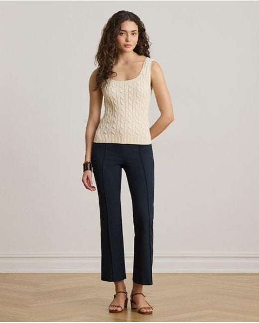 Ralph Lauren Brown Sleeveless Cable Cotton-Blend Jumper