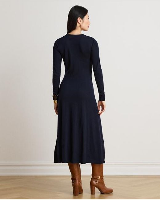 Ralph Lauren Blue Wool Crewneck Jumper Dress