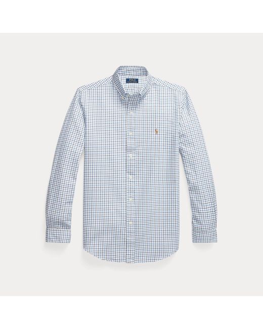 Polo Ralph Lauren Gray Custom Fit Tattersall Oxford Shirt for men