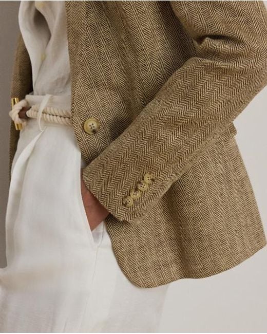 Ralph Lauren Natural Linen Herringbone Blazer