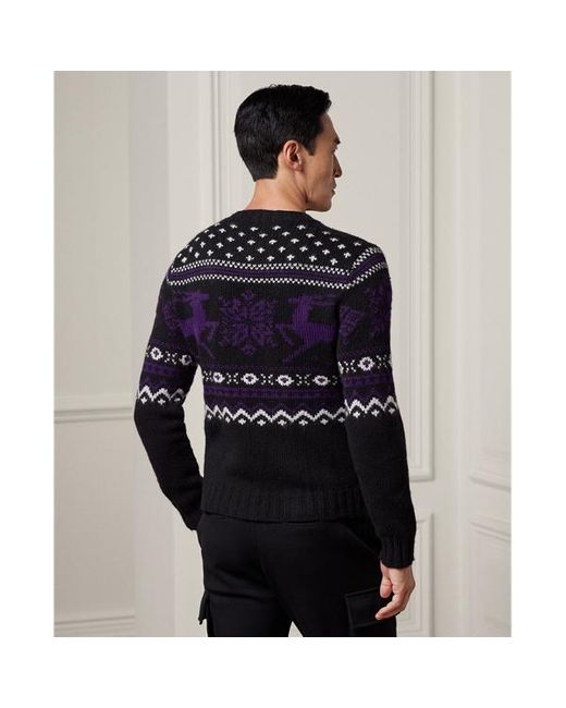 Ralph Lauren Purple Label Blue Ralph Lauren Hand-knit Patterned Cashmere Sweater for men