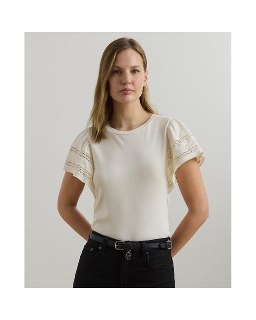 Maglia in jersey con maniche a volant di Ralph Lauren in White