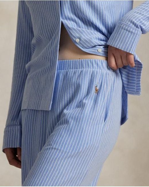 Polo Ralph Lauren Blue Langärmliger Jersey-Pyjama Mit Streifen