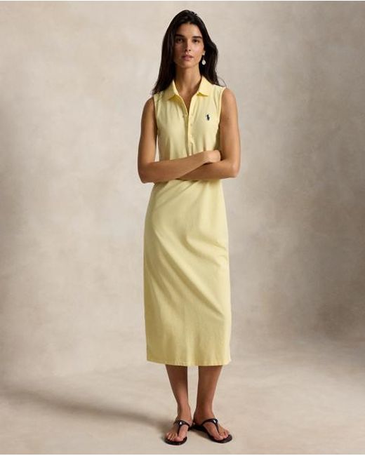 Polo Ralph Lauren Metallic Stretch-Cotton Sleeveless Polo Dress