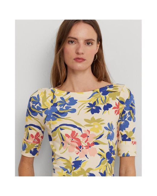 Camiseta de algodón elástico con flores Lauren by Ralph Lauren de color Blue