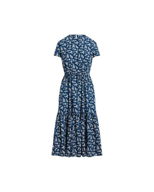 Polo Ralph Lauren Blue Floral Tiered Cotton Poplin Dress
