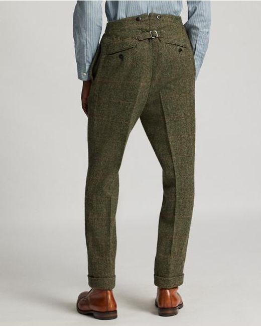 RRL Green Slim Fit Windowpane Wool Suit Trouser for men