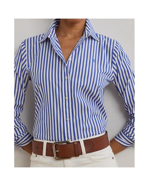 Camicia in popeline a righe Classic-Fit di Ralph Lauren in Blue