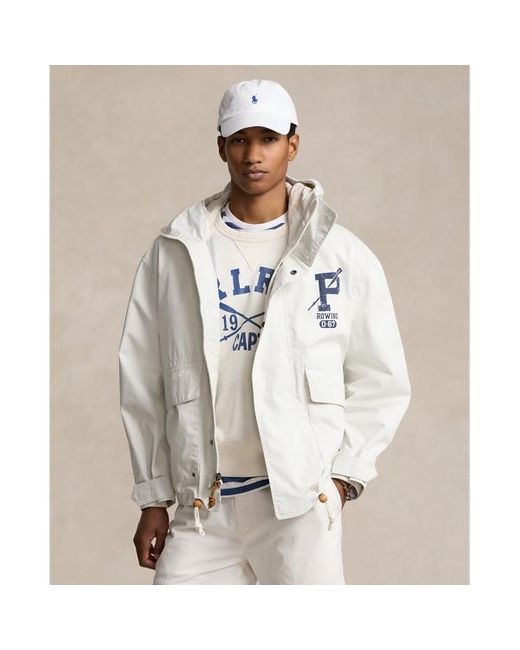 Polo Ralph Lauren White Twill Graphic Hooded Jacket for men