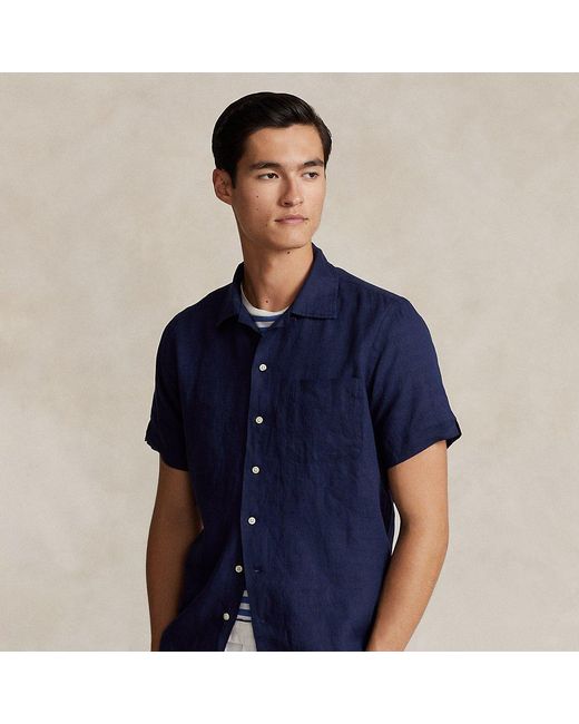 Ralph Lauren Classic Fit Linen Camp Shirt in Blue for Men Lyst