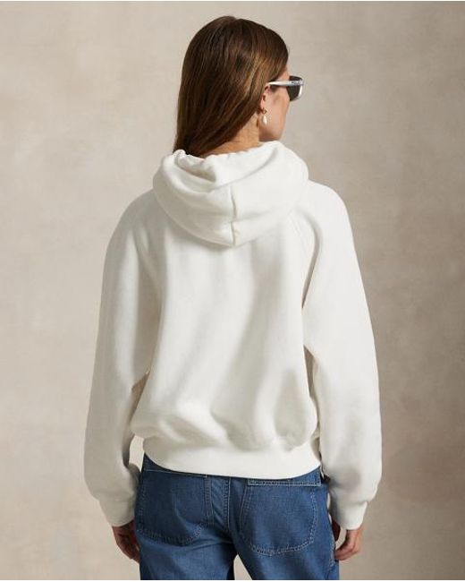 Polo Ralph Lauren White Shrunken Fit Fleece Hoodie