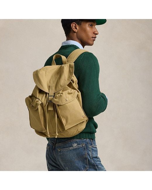 Polo Ralph Lauren Green Flap-Top Canvas Backpack for men
