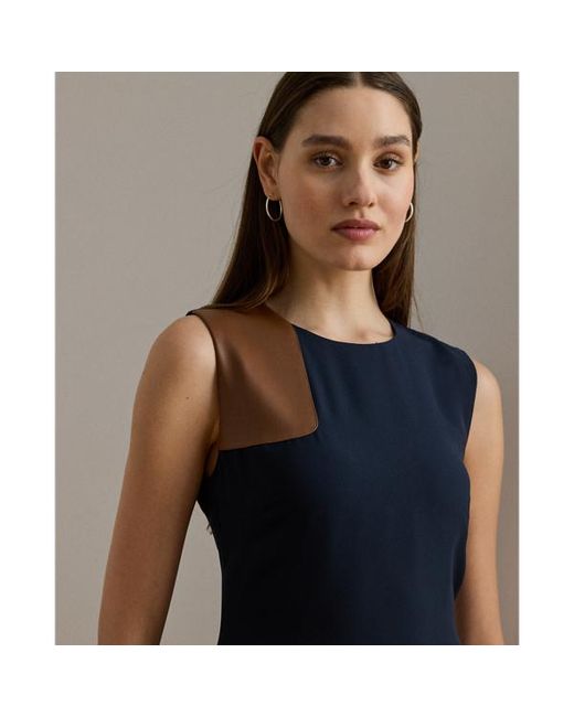 Ralph Lauren Blue Ralph Lauren Faux-Leather-Trim Georgette Dress