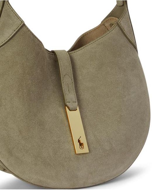 Polo Ralph Lauren Blue Polo Id Suede Small Shoulder Bag
