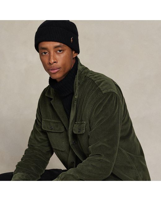 Ralph Lauren Green Corduroy Camp Overshirt for men