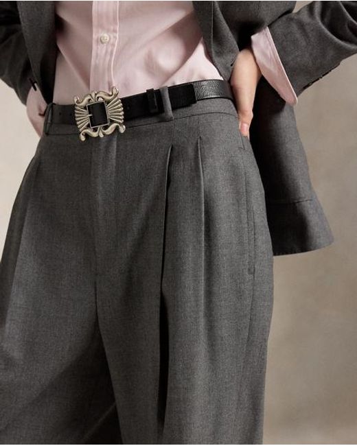 Ralph Lauren Black Wool-Blend Bacall Trouser