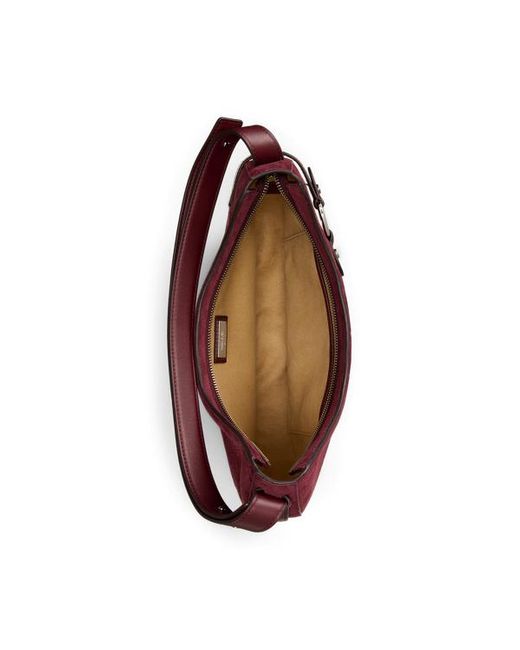 Borsa a spalla Tasha grande in camoscio di Ralph Lauren in Red