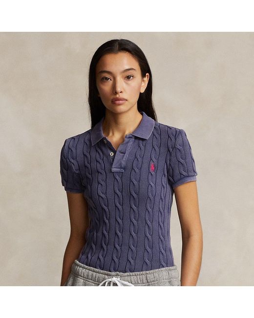Polo Ralph Lauren Blue Cable-knit Polo Shirt