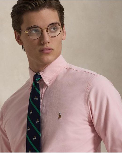 Polo Ralph Lauren Pink Custom Fit Oxford Shirt for men
