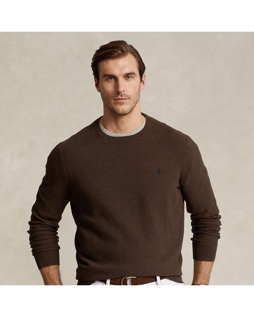 Polo Ralph Lauren Brown Ralph Lauren Mesh-knit Cotton Crewneck Sweater for men