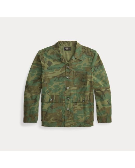RRL Green Camo Ripstop Overshirt for men