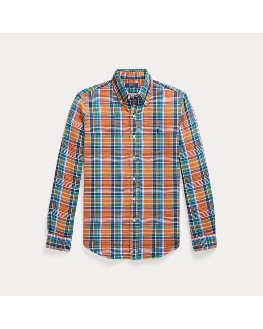 Polo Ralph Lauren Blue Custom Fit Plaid Double-Faced Shirt for men