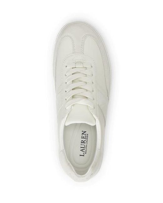 Ralph Lauren White Braylee Leather & Suede Sneaker