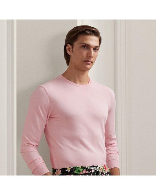 Ralph Lauren Purple Label Ralph Lauren Cotton Crewneck Sweater in Pink for  Men | Lyst