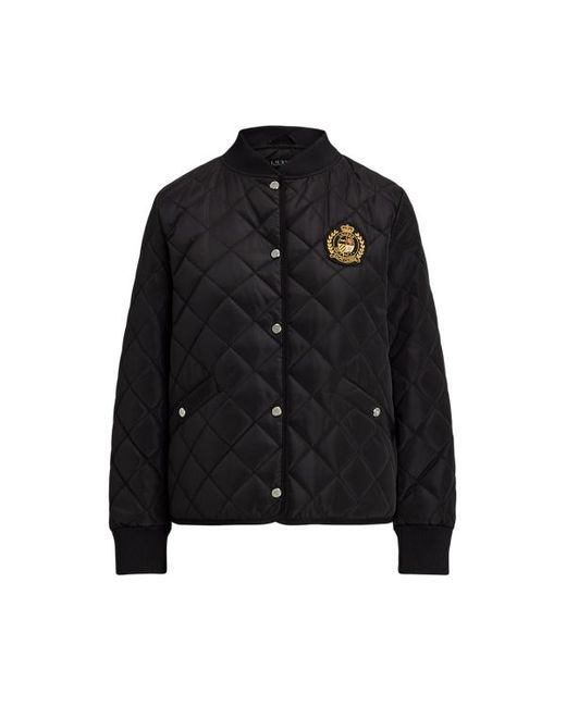 Ralph Lauren Black Crest-patch Quilted Bomber Jacket