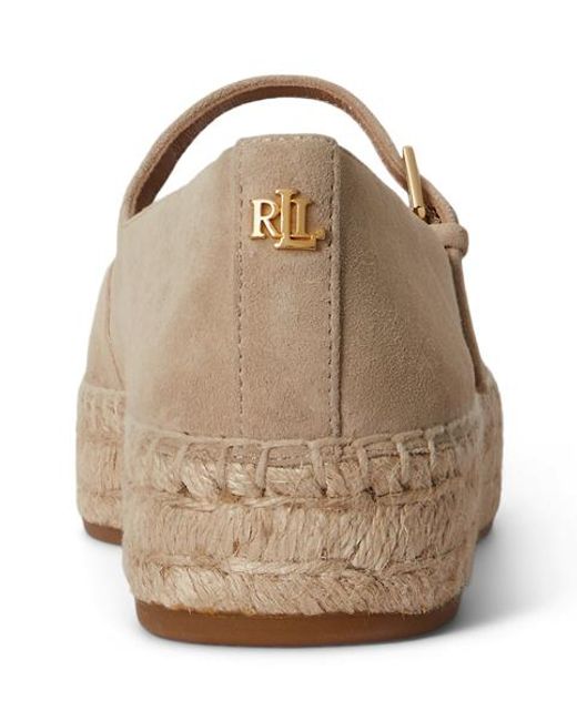 Ralph Lauren Natural Luize Suede Mary Jane Espadrille