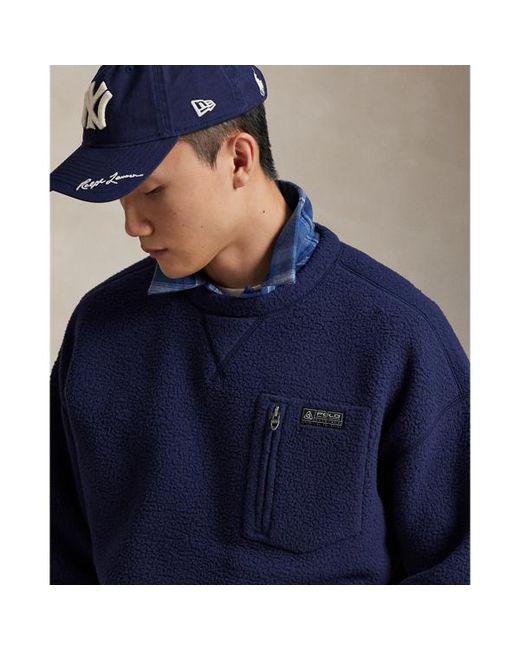 Polo Ralph Lauren Blue Relaxed Fit Pile Fleece Sweatshirt for men