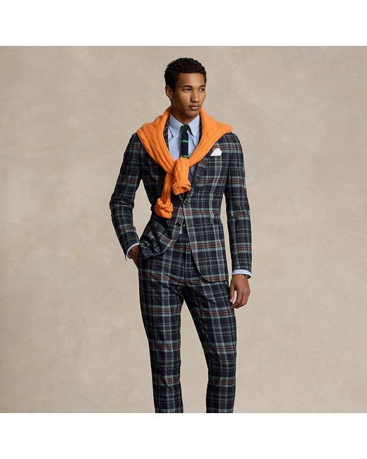 Ralph Lauren Blue Patchwork Plaid Suit Trouser for men
