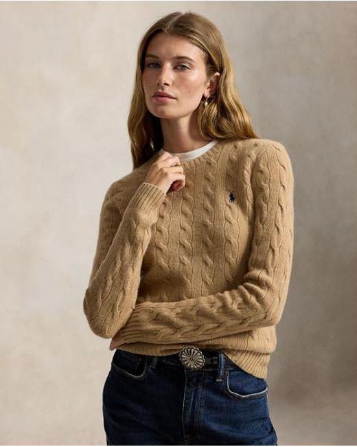 Polo Ralph Lauren Natural Cable Wool-Cashmere Crewneck Jumper