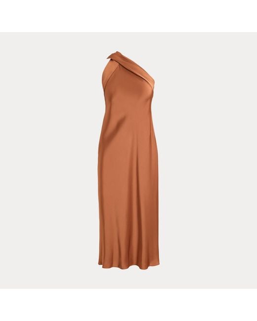 Ralph Lauren Brown Charmeuse Tie-Back Halter Cocktail Dress