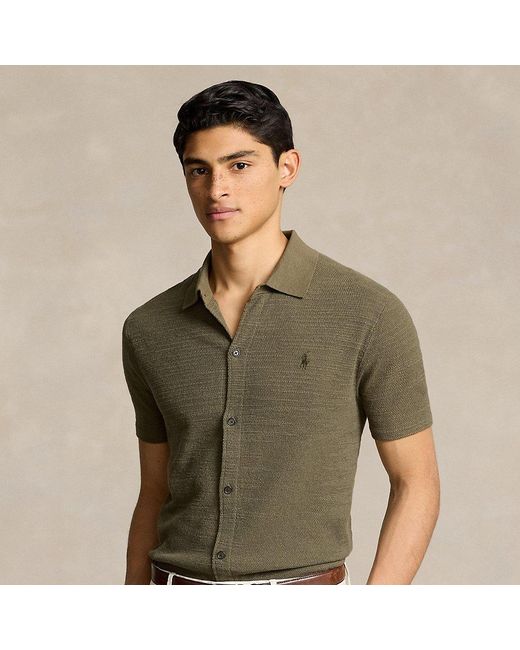 Polo Ralph Lauren Green Textured Cotton-linen Shirt Jumper for men