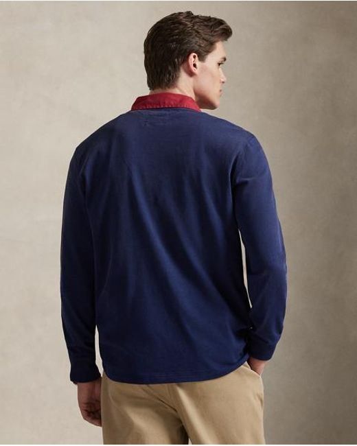 Polo Ralph Lauren Blue Classic Fit Jersey Rugby Shirt for men