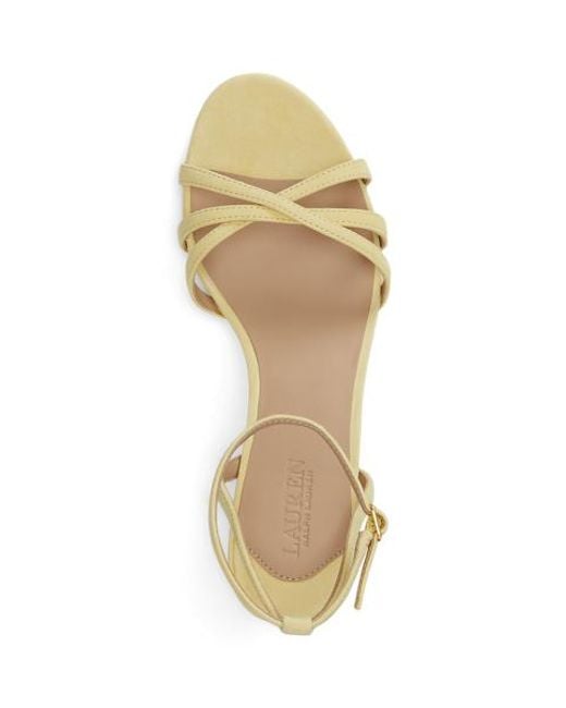 Ralph Lauren Metallic Kendyl Kitten-Heel Suede Sandal