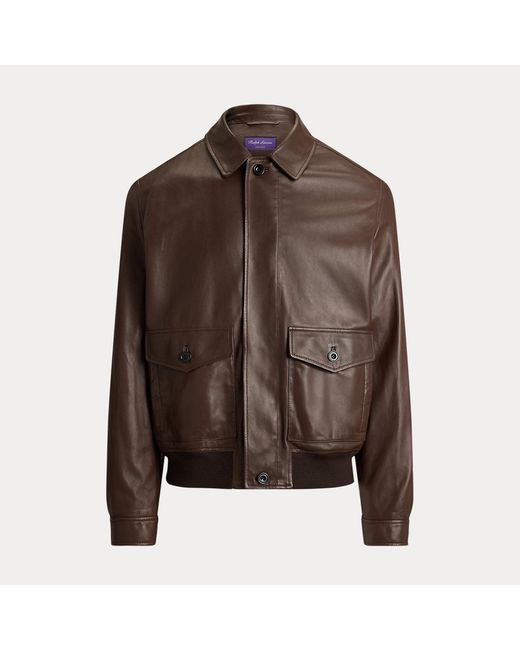 Ralph Lauren Brown Everett Leather Flight Jacket for men