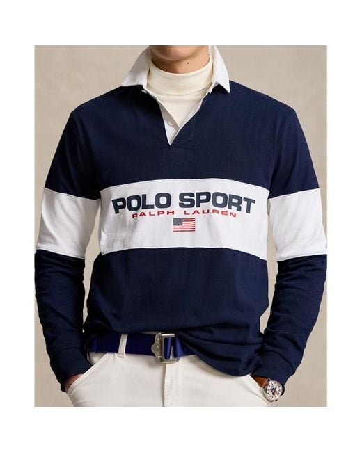Ralph Lauren Classic Fit Polo Sport Rugbyshirt in het Blue voor heren