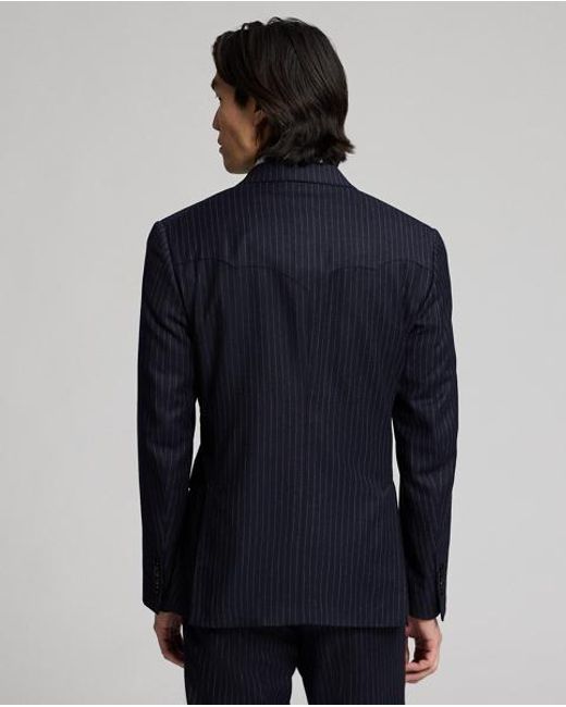 RRL Black Pinstripe Flannel Western Jacket for men