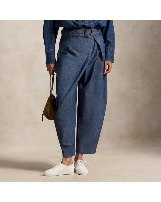 Polo Ralph Lauren Blue Chambray Tapered Wrap Trousers